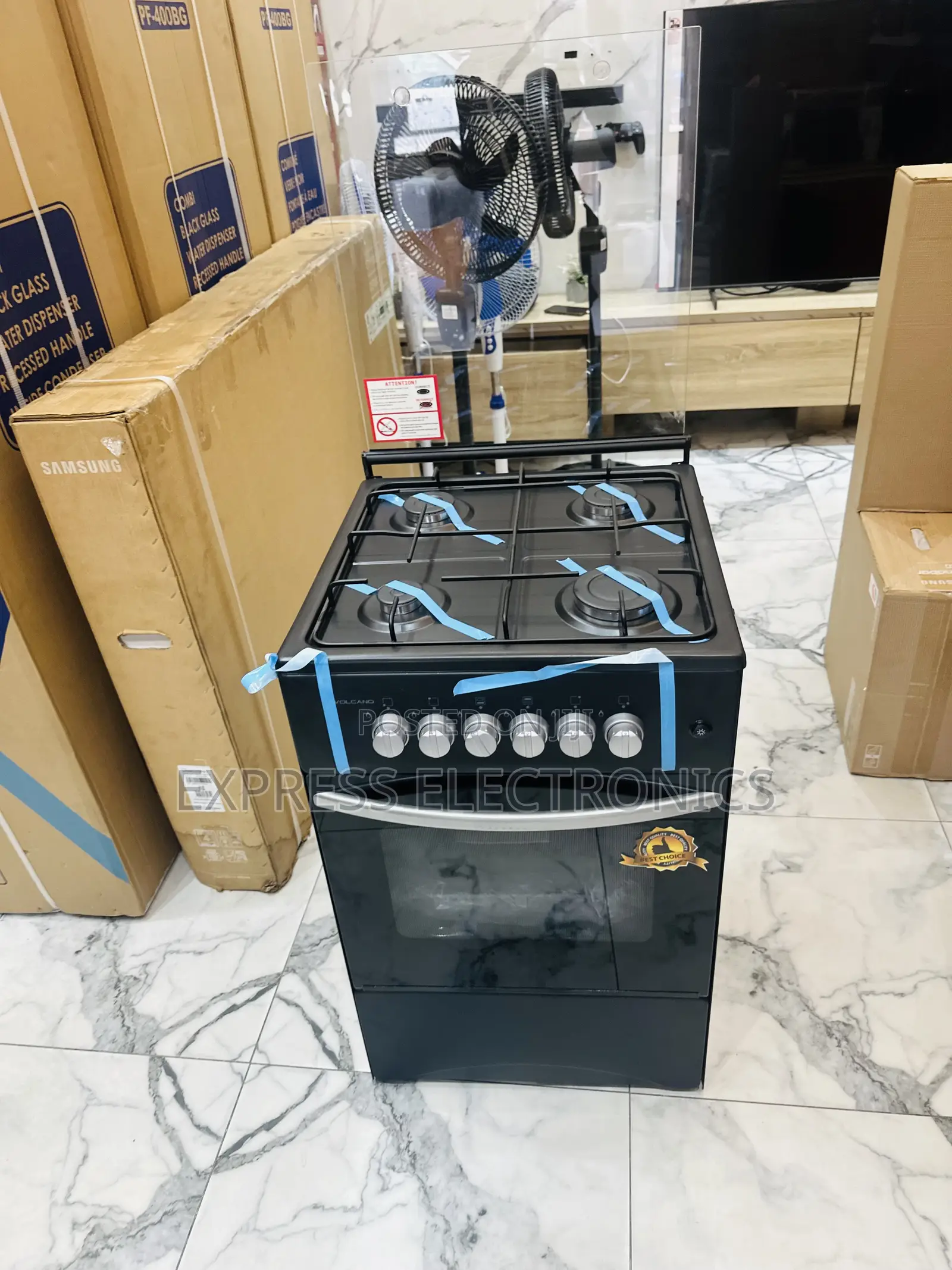 Stainless Steel Gas Stove Cooker Oven Black 4burner 50/50