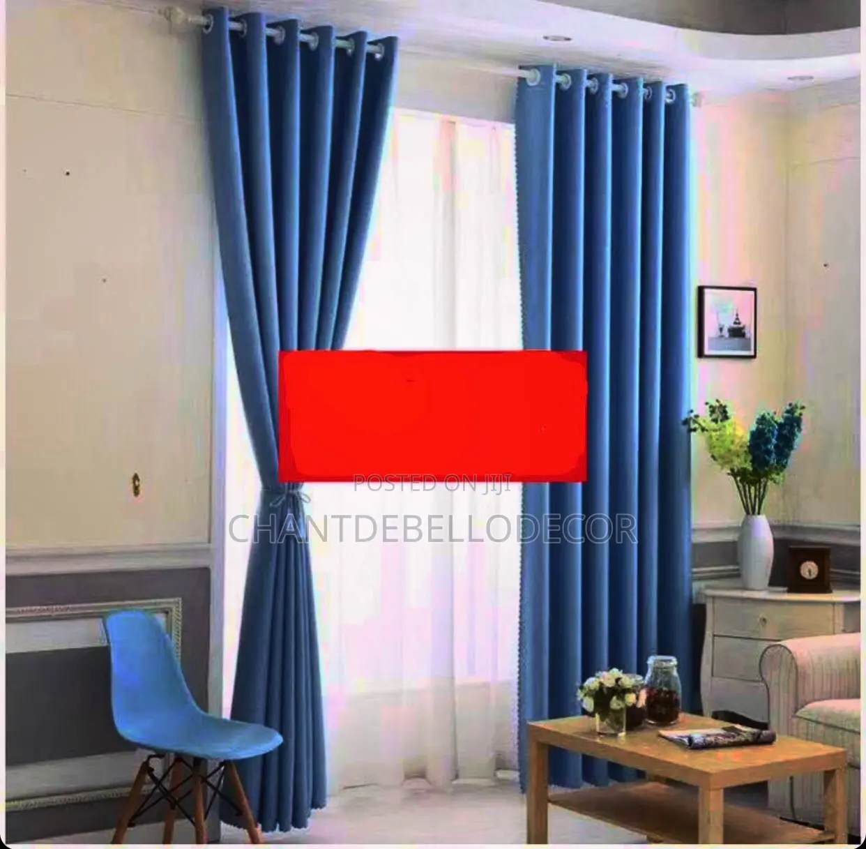 A Pair Of Silk Textured Sunblock Curtains 2 In 1(190ghc)