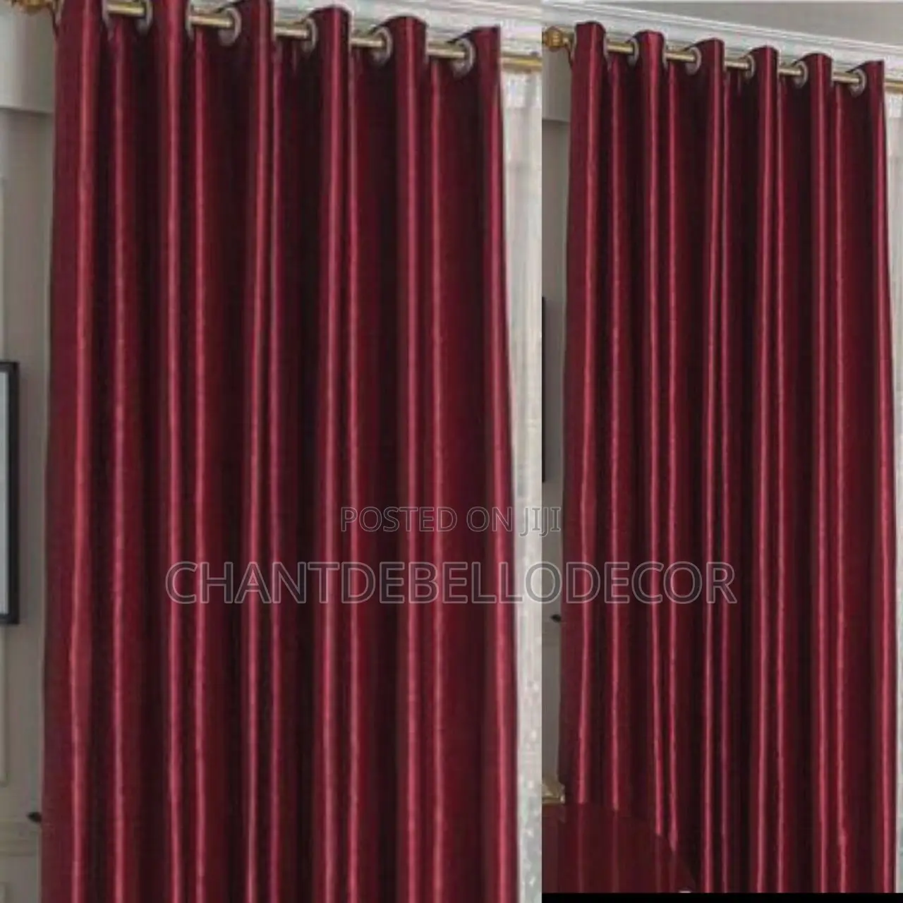 A Pair Of Silk Textured Sunblock Curtains 2 In 1(190ghc)