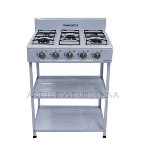 Nasco 5 Burner Gas Stove W/ Stands |White, Black Caps [