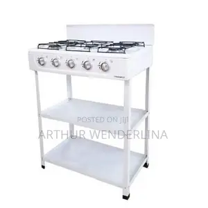Nasco 5 Burner Gas Stove W/ Stands |White, Black Caps [