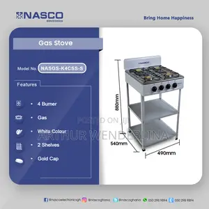 Nasco Stove 4 Burners With Support Leg Stand - White