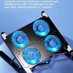Adjustable Laptop Stand With USB Cooling Fan - Black