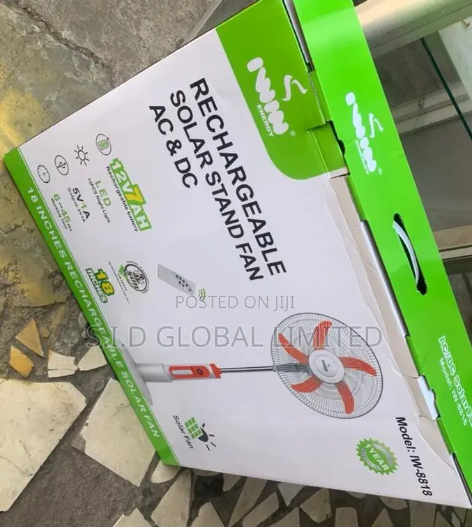Grab Your Gleaming 18'' Rechargeable Solar Stand Fan