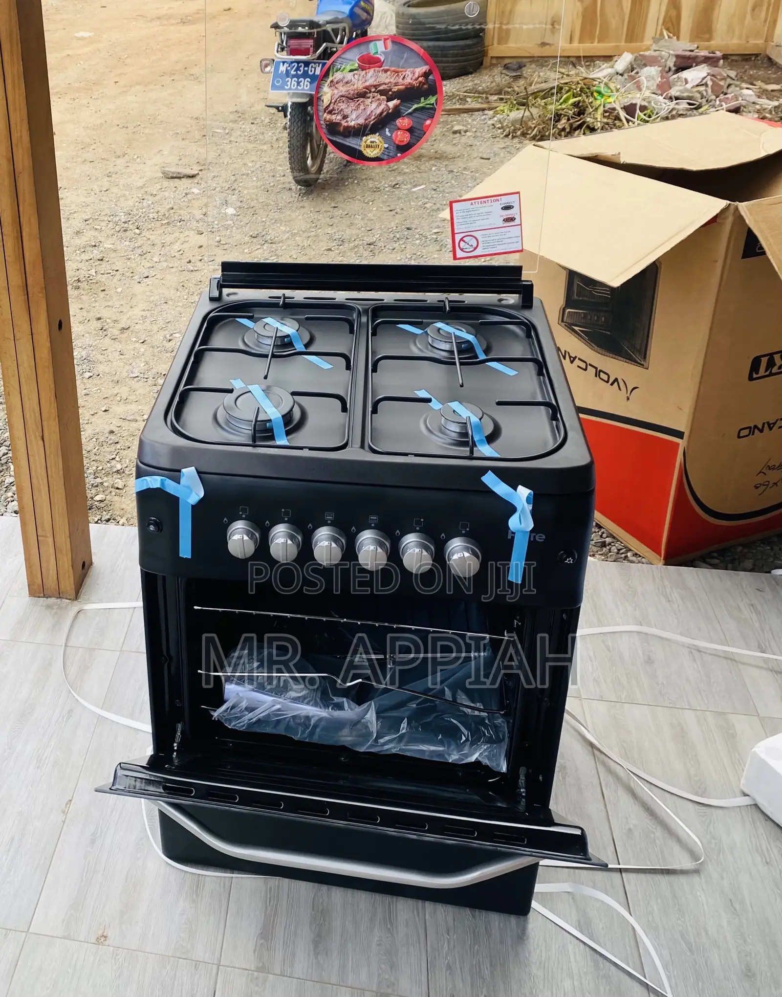 Valuable Ferre 60x60 Gas Oven 4 Burner With Grill(Black).