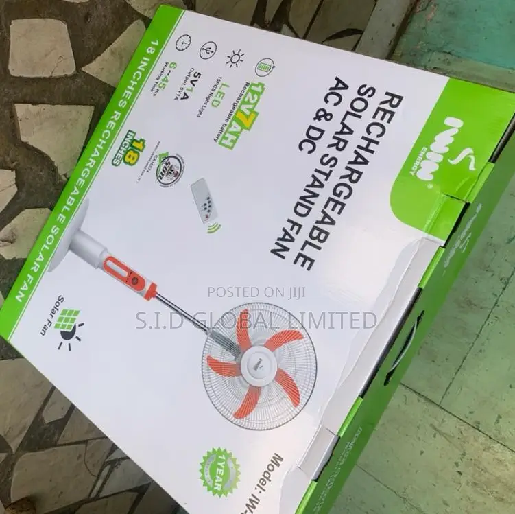 Demand Quality 18'' IWIN Rechargeable Solar Stand Fan
