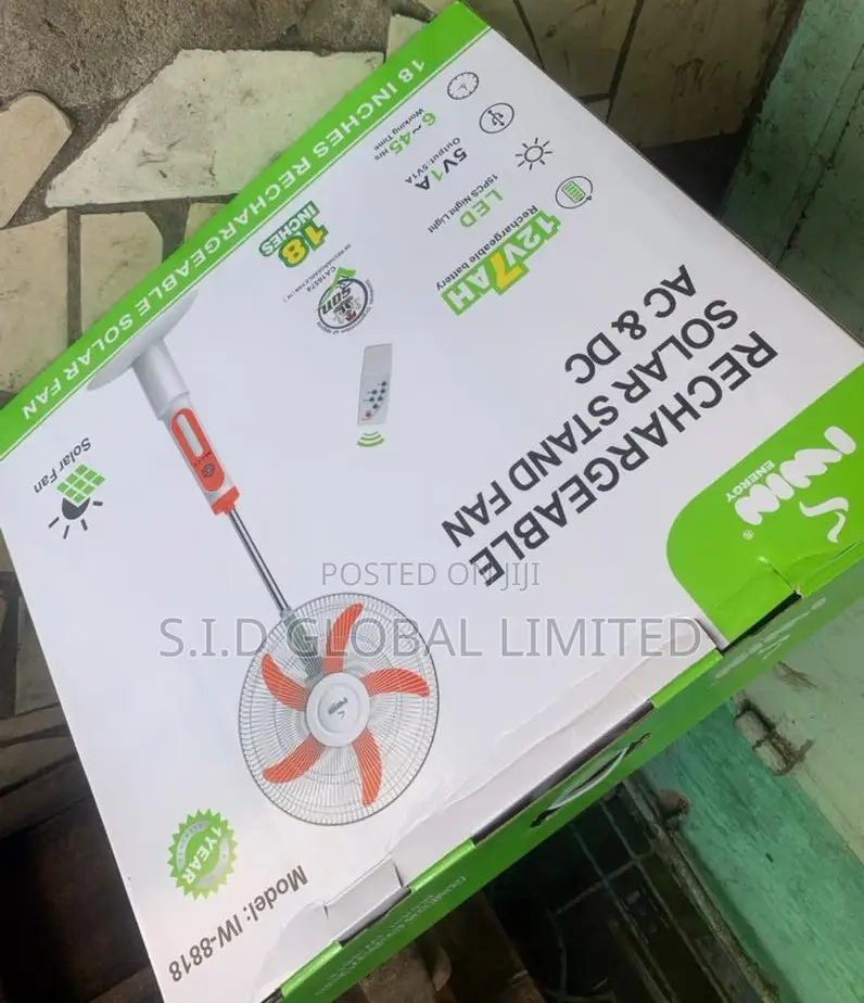 Transform Your Home With 18'' Rechargeable Solar Stand Fan