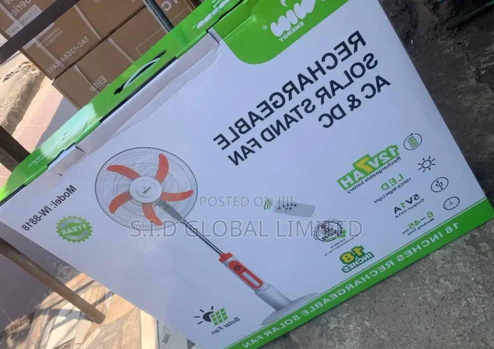 Grant You Quality 18'' IWIN Rechargeable Solar Stand Fan