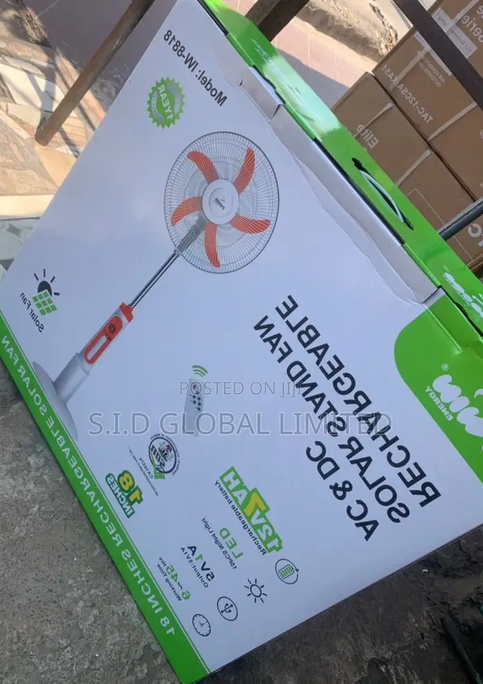 Fetch Adorable 18'' IWIN Rechargeable Solar Stand Fan