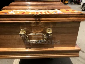 Original Kente Wood Casket With Glass on Top.Image at Side