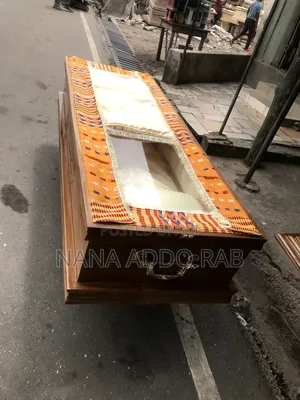 Original Kente Wood Casket With Glass on Top.Image at Side