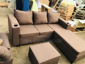 Originally Brown L Shape Sofas Plus Table