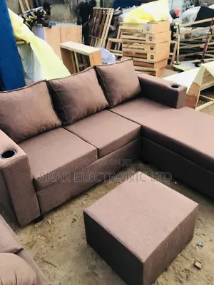 Originally Brown L Shape Sofas Plus Table