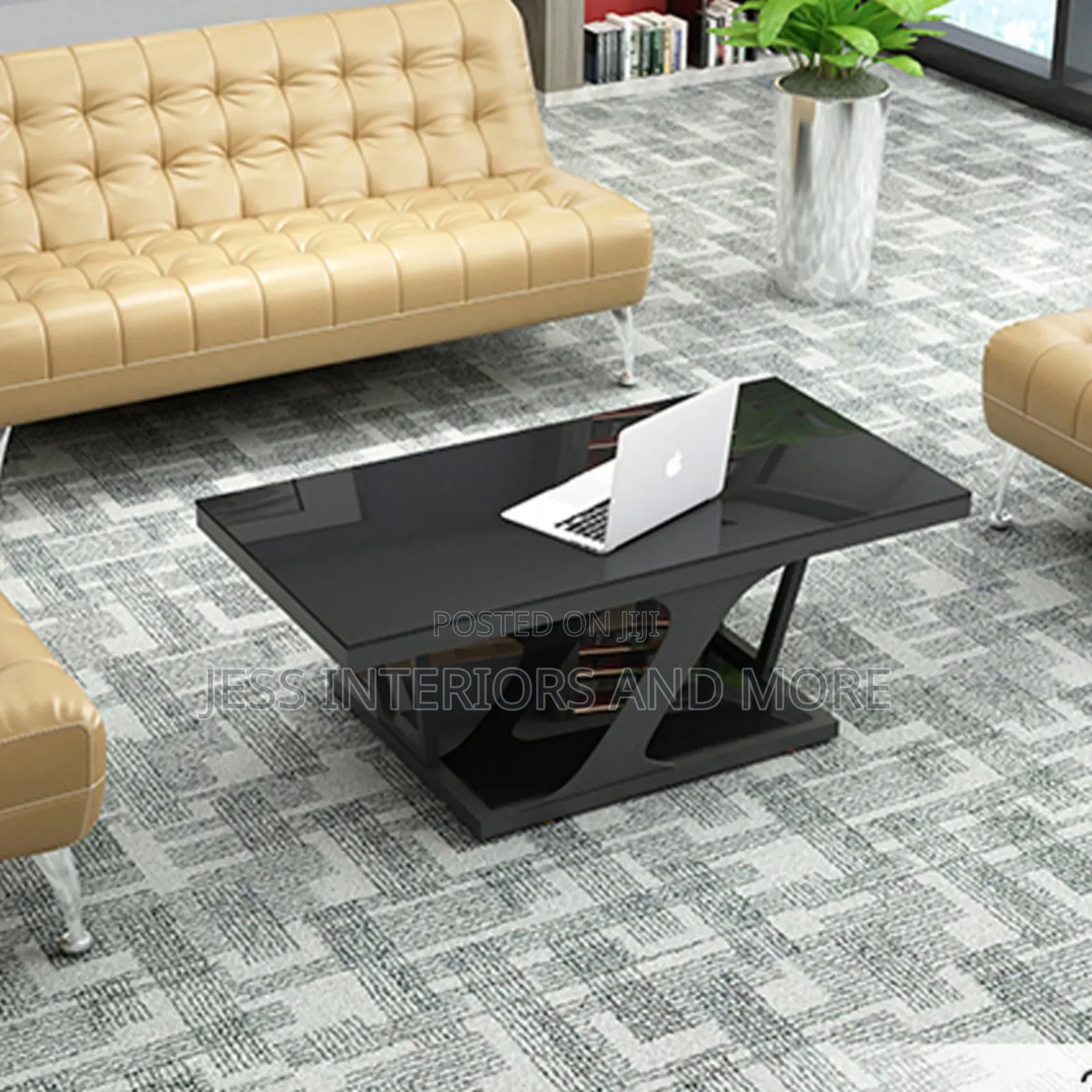 Center Table (Glass Top) Black