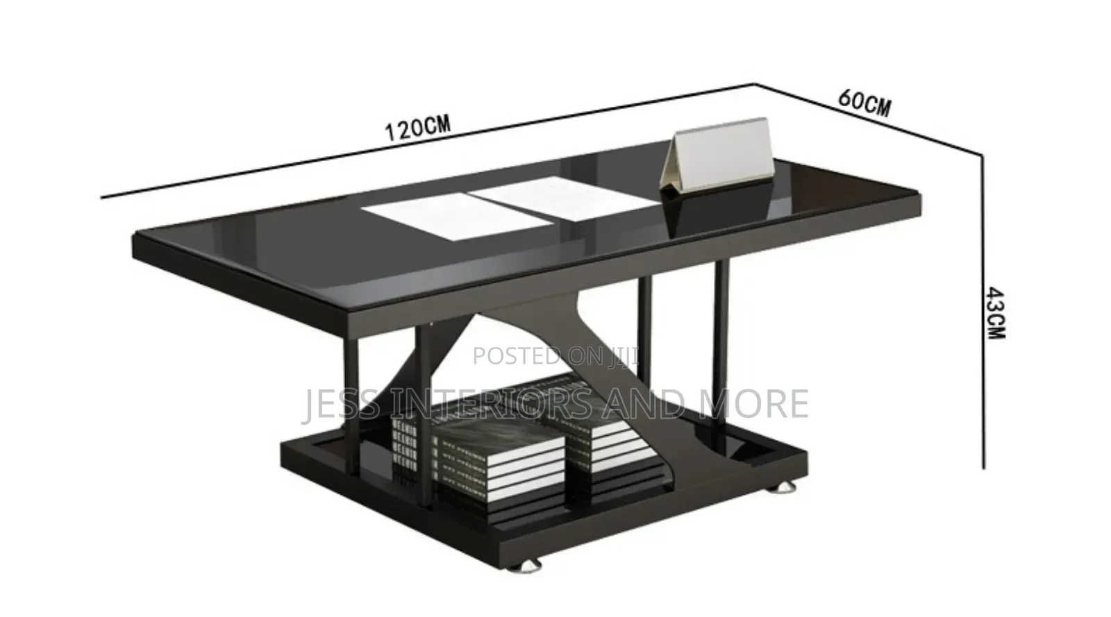 Center Table (Glass Top) Black