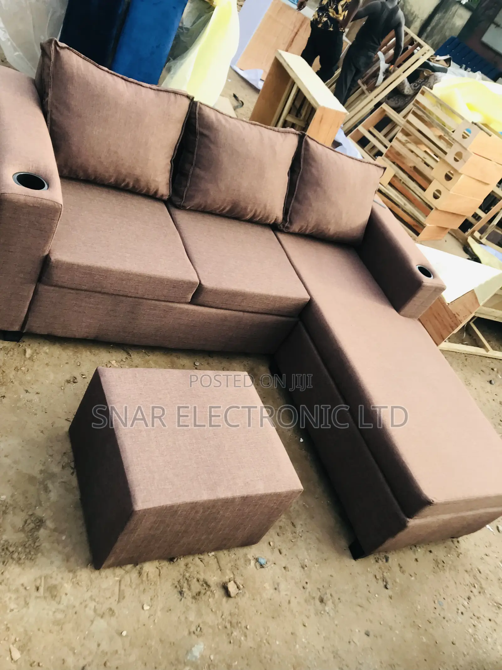 Strongest L Shape Brown Sofas Plus Table