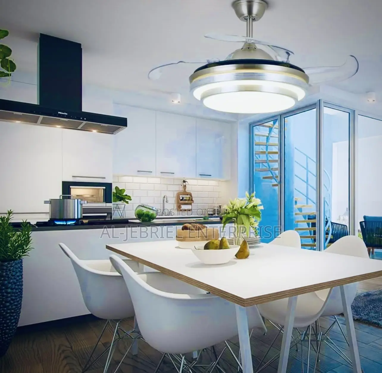 Electric Foldable Ceiling Fan With LED Light