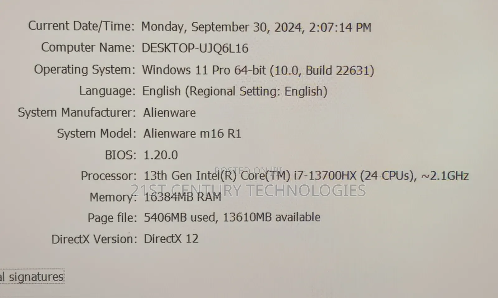 Laptop Dell Alienware M16 R1 16GB Intel Core i7 SSD 1T