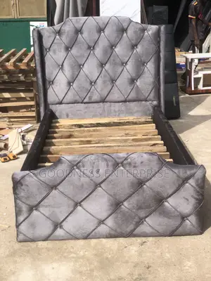 Gray Fabric One Half Bed Frame