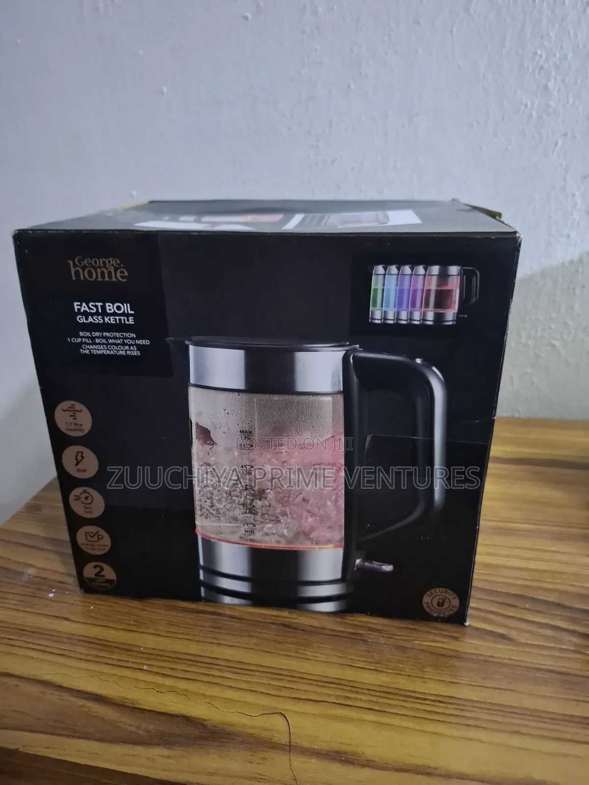 1.7l George Home Glass Colour Changing Kettle From Uk 