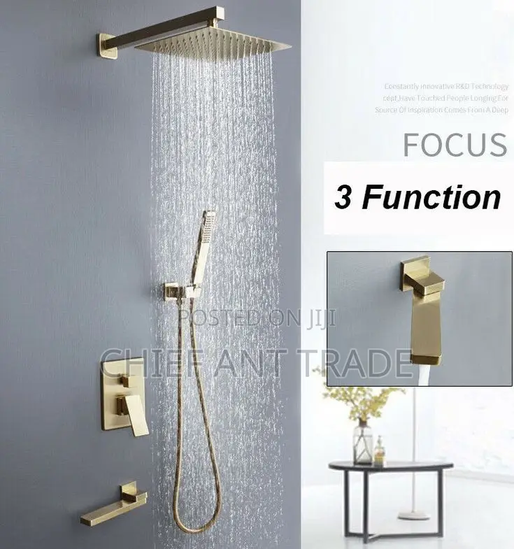 Concealed Shower Mixer. Secret (9013-3g) Gold. Wall Shower