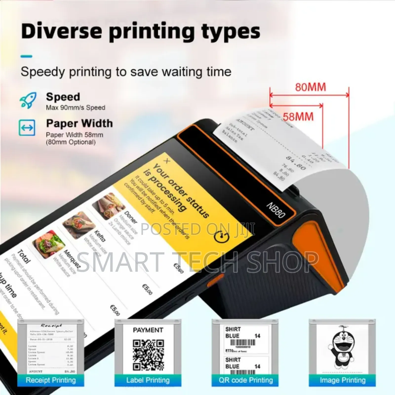 8. 0 Inches Android Pos Tablet With 80mm Printer Dual 4G Sim