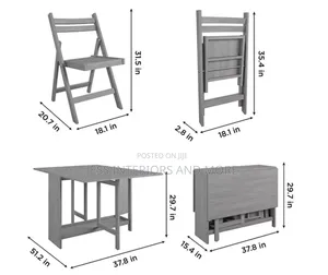 Gray 5-Piece Folding Wood Dining Set