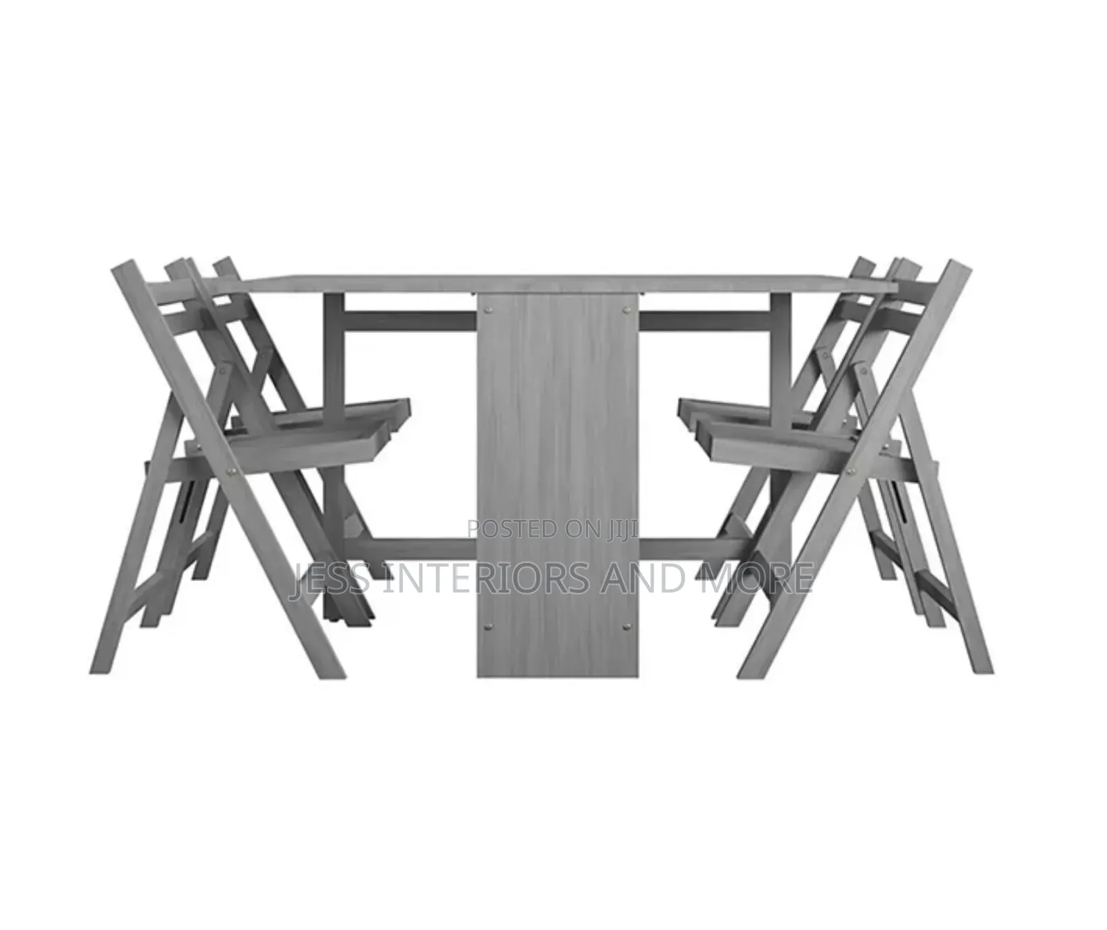 Gray 5-Piece Folding Wood Dining Set