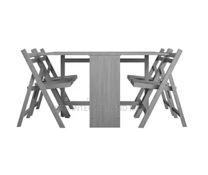 Gray 5-Piece Folding Wood Dining Set