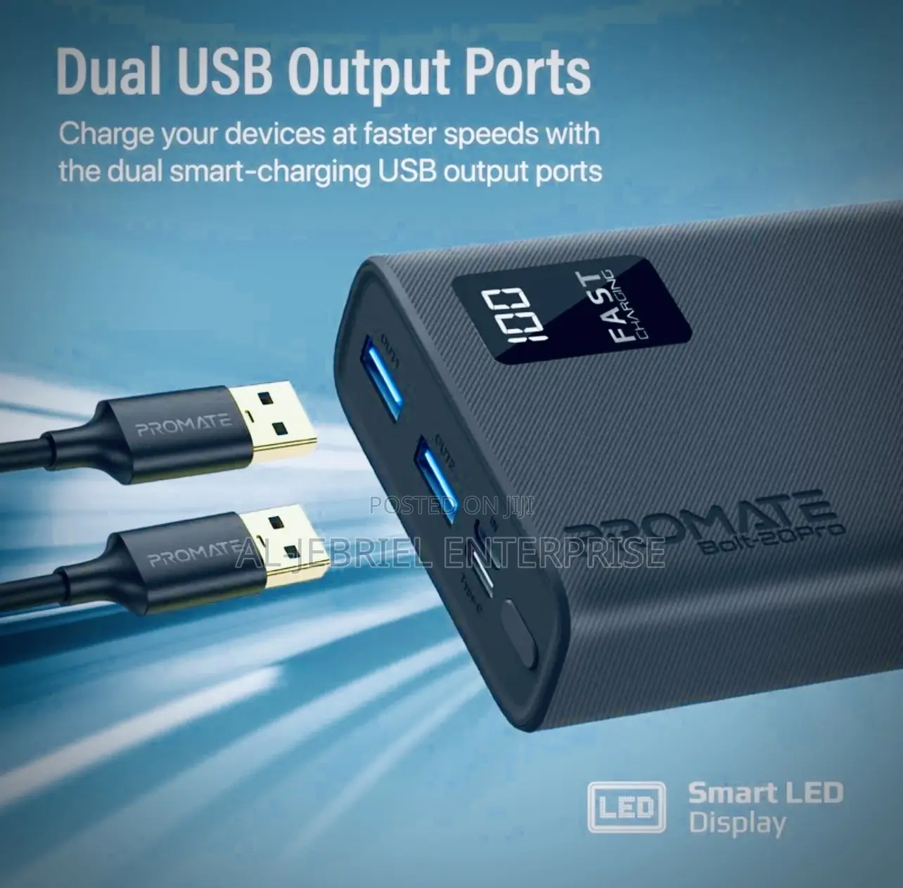 Promate Bolt -20 Pro 20000mah Slim Power Bank With USB-C