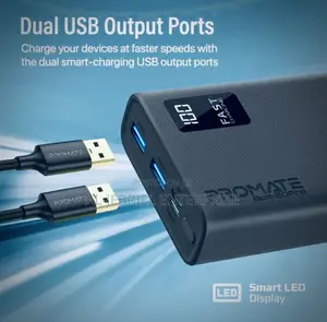 Promate Bolt -20 Pro 20000mah Slim Power Bank With USB-C