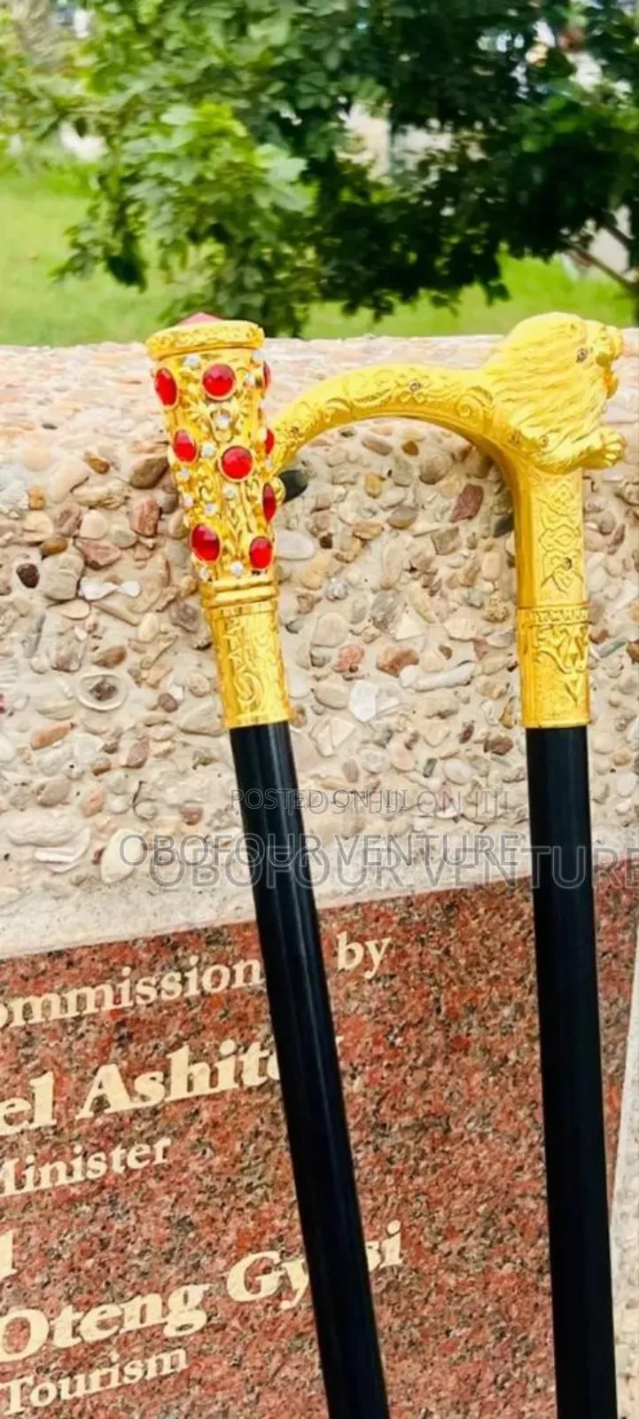 Golden Lion Walking Stick With A Sword.