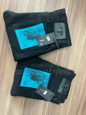 Straight Black Men Jeans Trousers