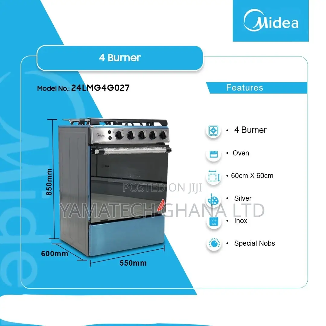 Original Midea 60 by 60 Gas Stove With Oven and Grill