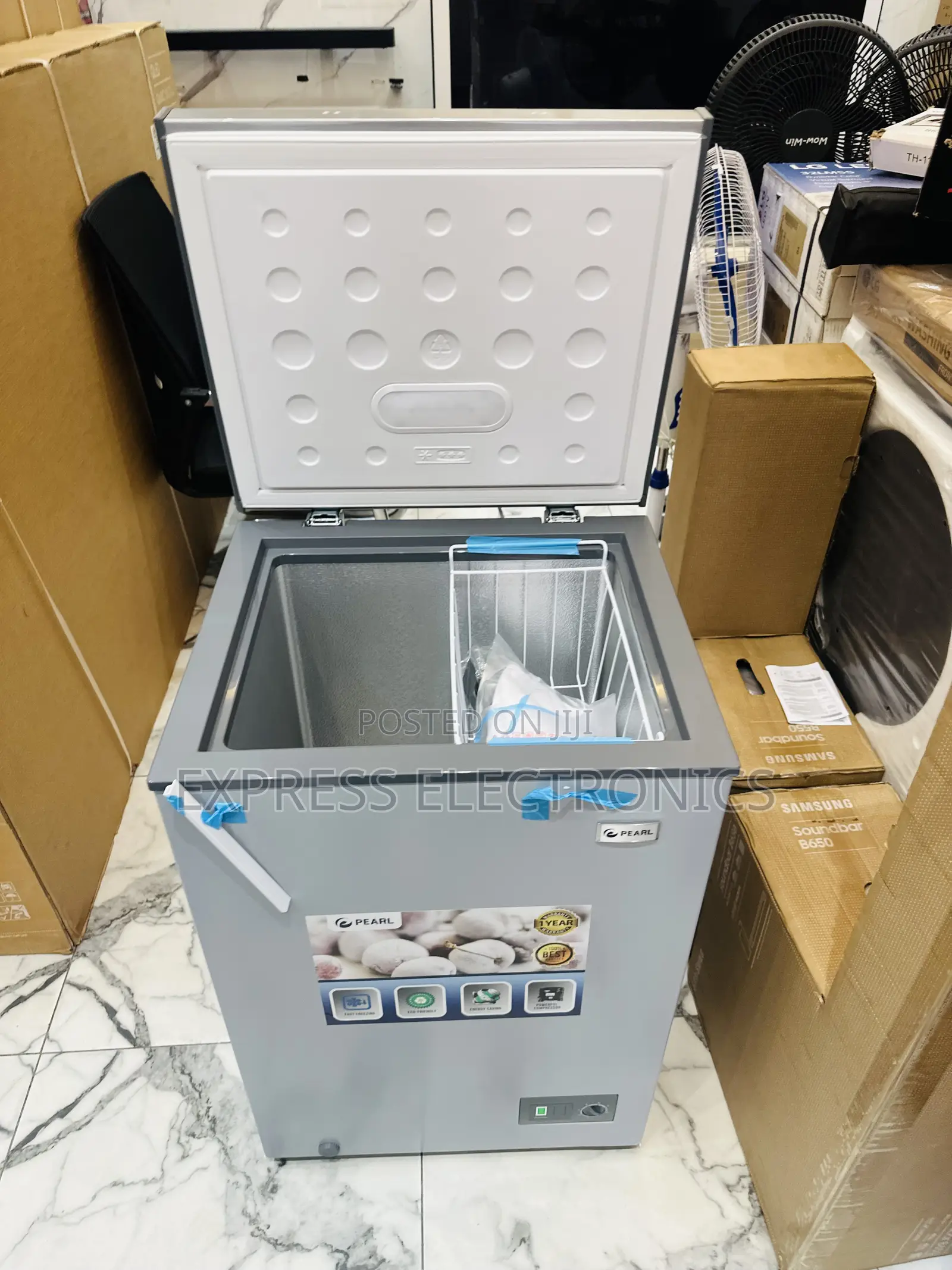 PCF-1350-1A Single Door Chest Freezer Pearl 100L Grey