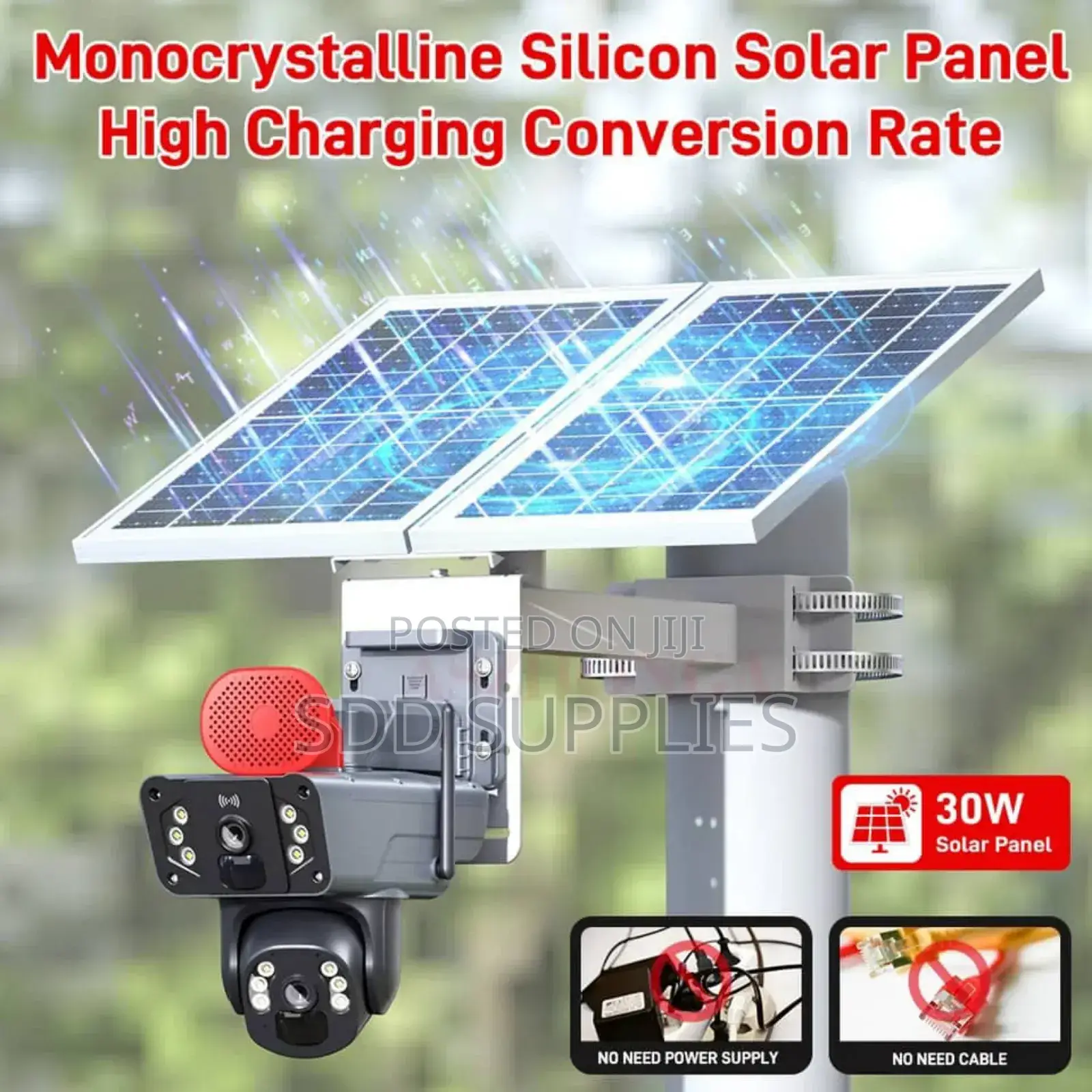30 Watts Big Double Panel 20800 Battery Solar 4G Sim Camera