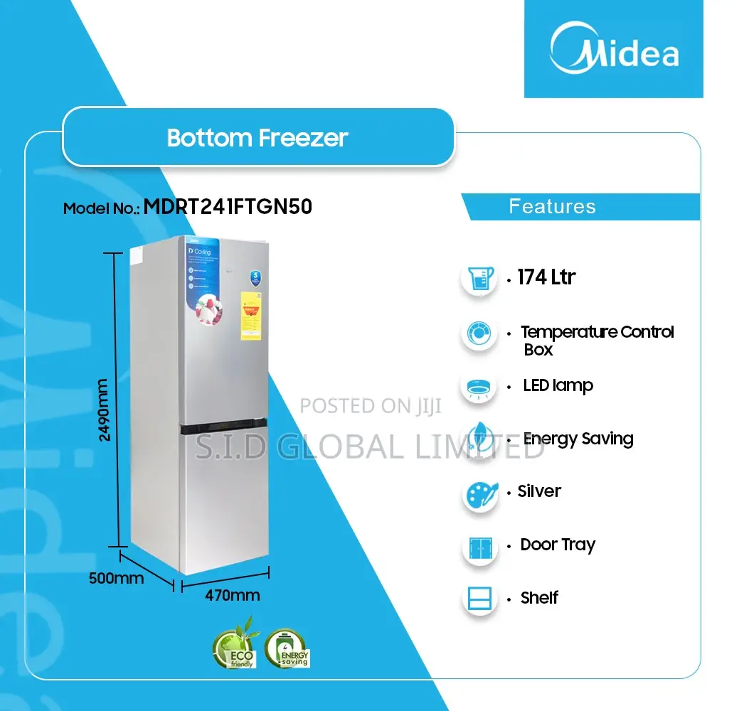 Live Fresher With MIDEA-174-LTR-DOUBLE-DOOR-BOTTOM-FREEZER
