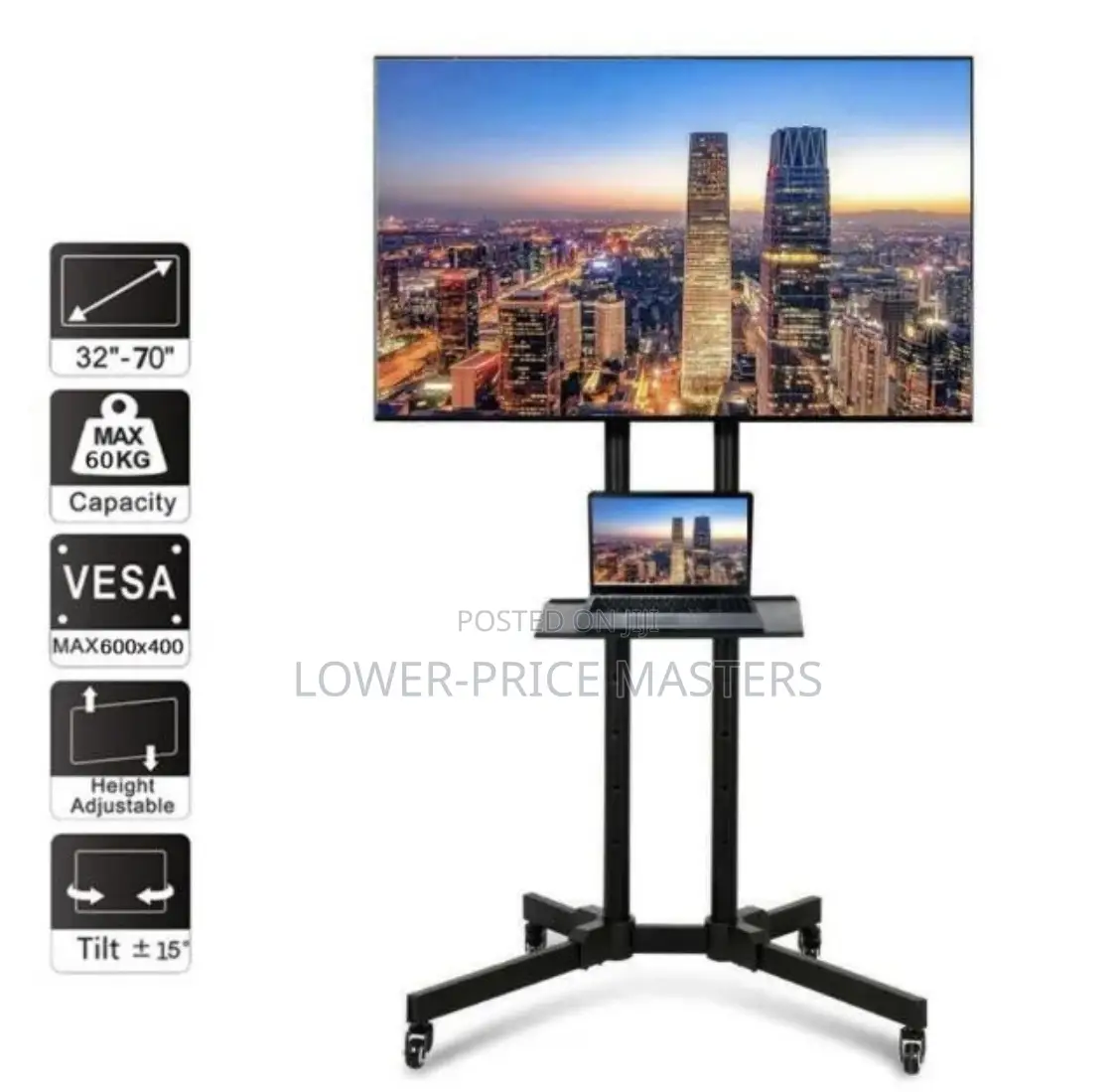 Tv and Laptop Trolley Stand