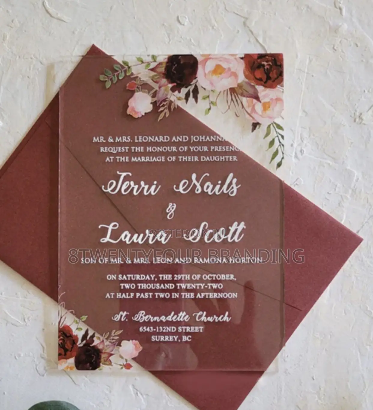 Acrylic Wedding Invitation (Moq: 50pcs)