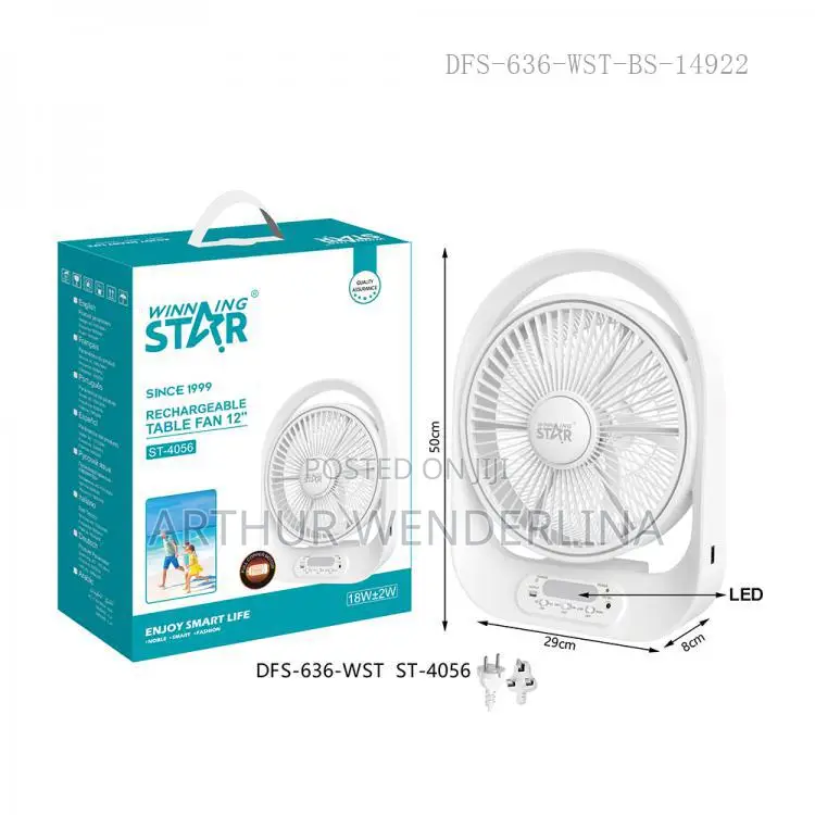 Electric Table Fan LED Light USB Charging Cable