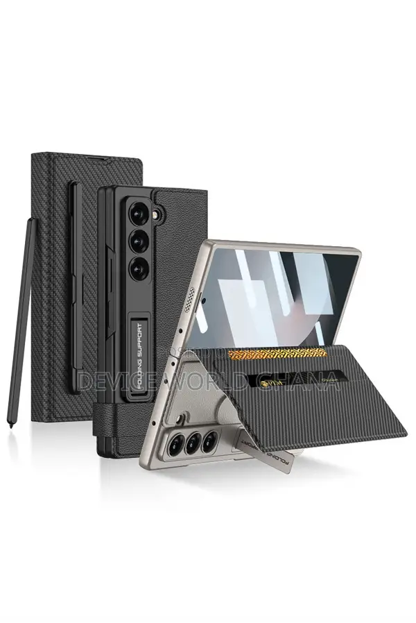 Clamshe Leather Flip Case for Samsung Z Fold 6 With Pen Slot