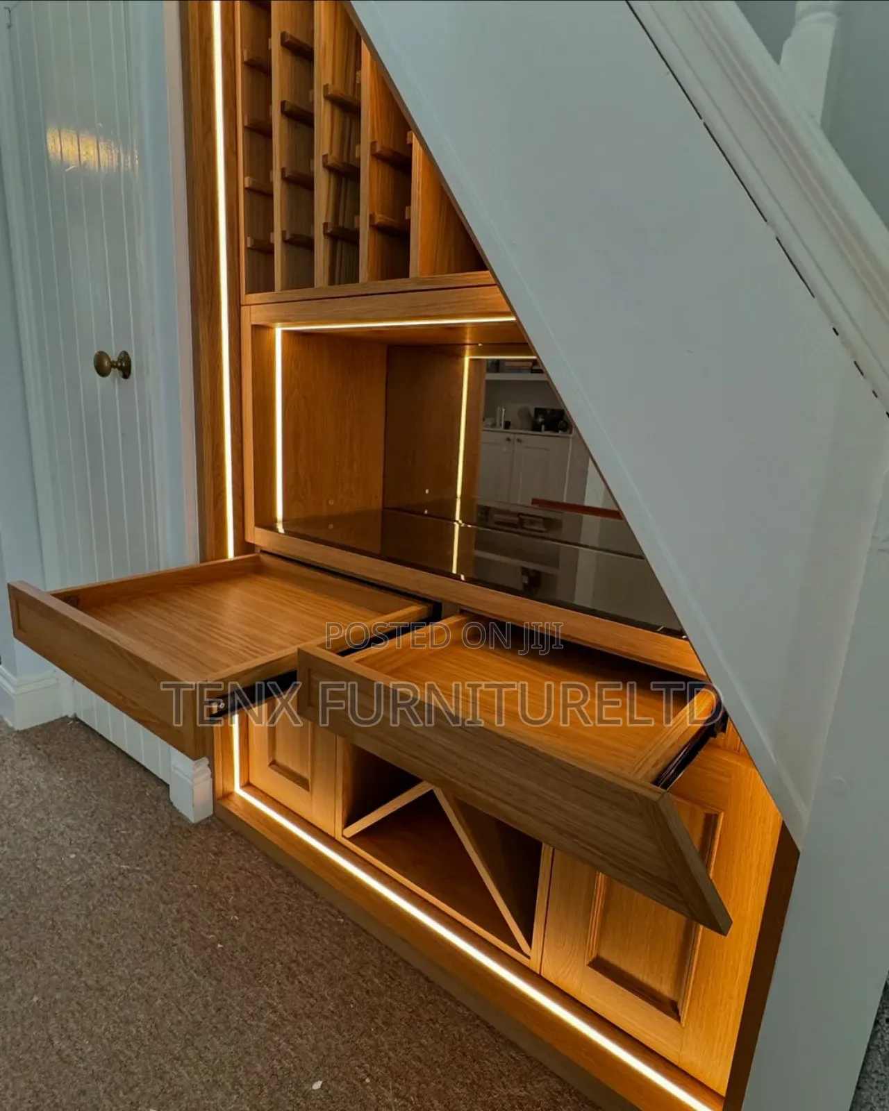 Fitted Wine Rack Stair Case (Led Light)