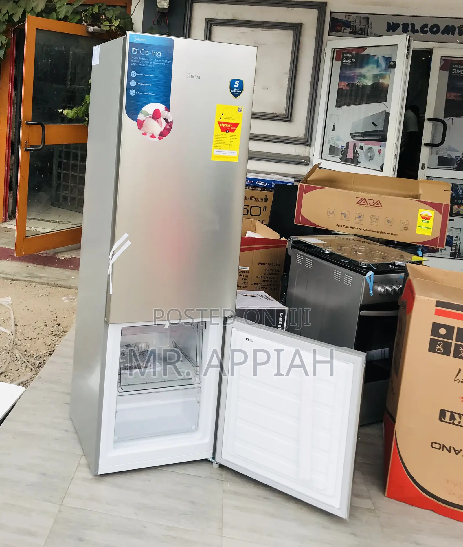 Original Midea MDRB369FGN02 262L Electric Fridge(Silver).