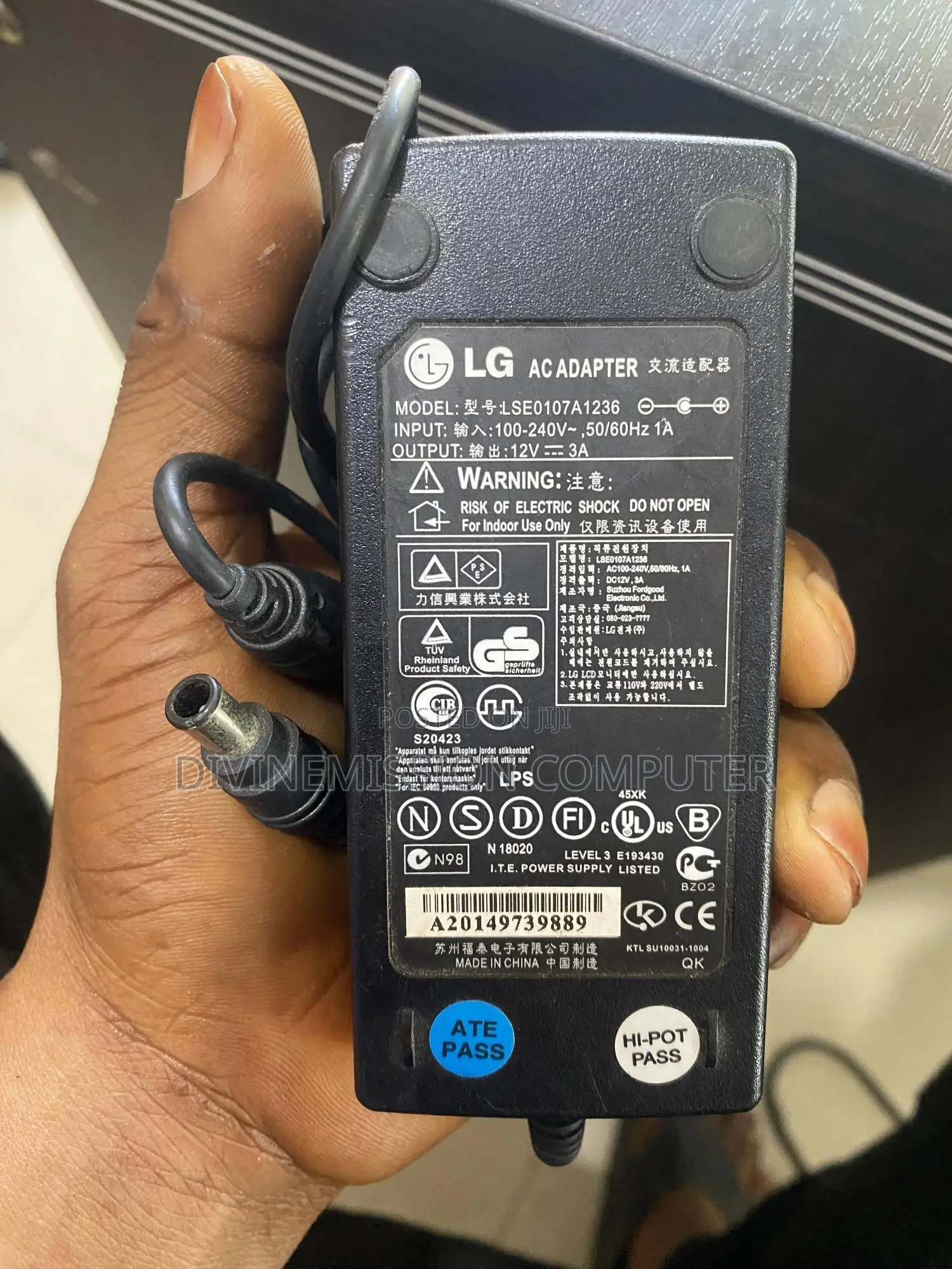 LG Monitor Adapter 12v~3A Original