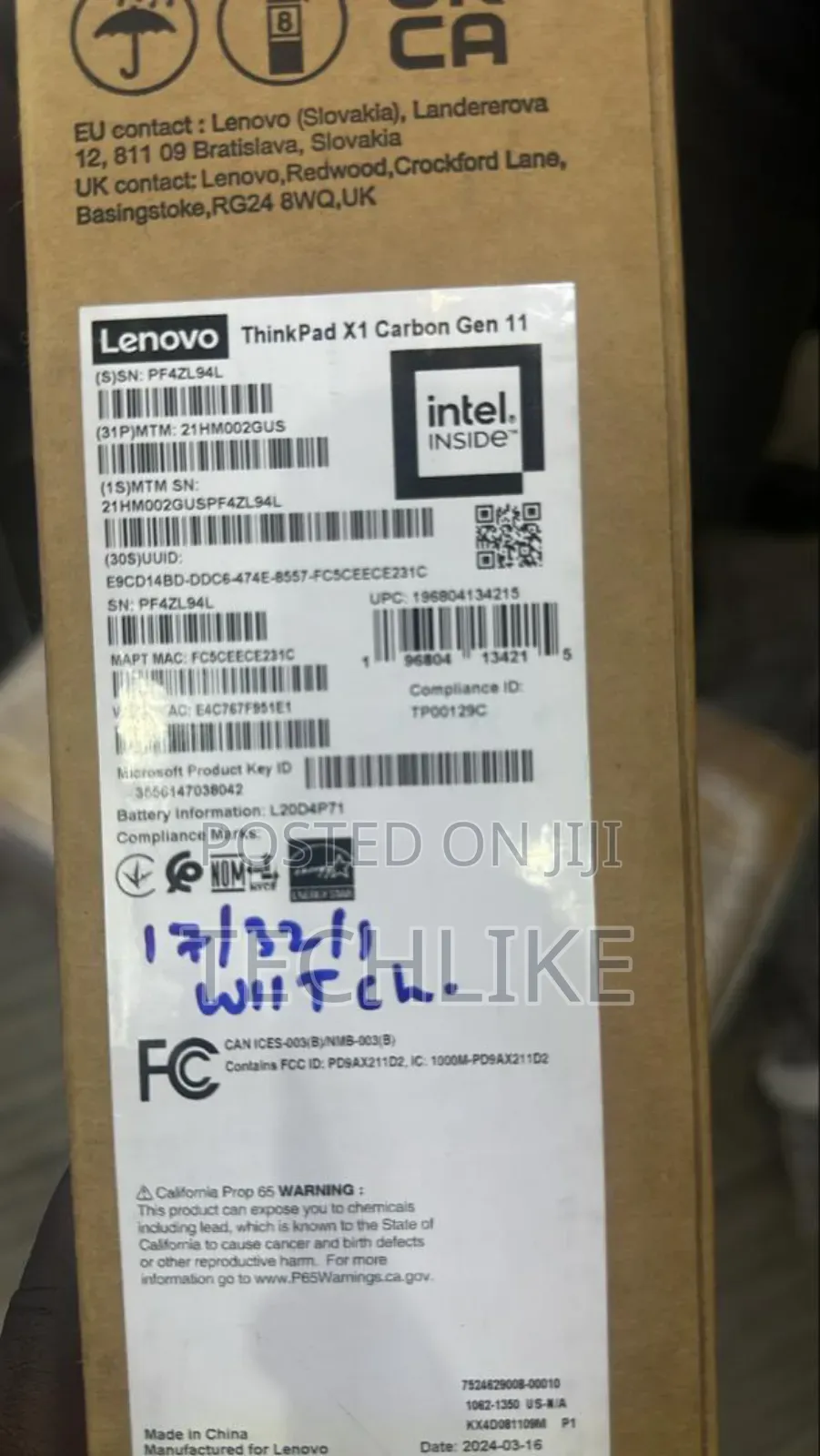 New Laptop Lenovo ThinkPad X1 Carbon 32GB Intel Core i7 SSD 1T