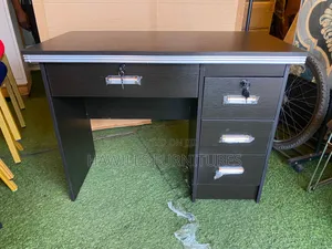 Black Executive Office Table With 3 Drawers