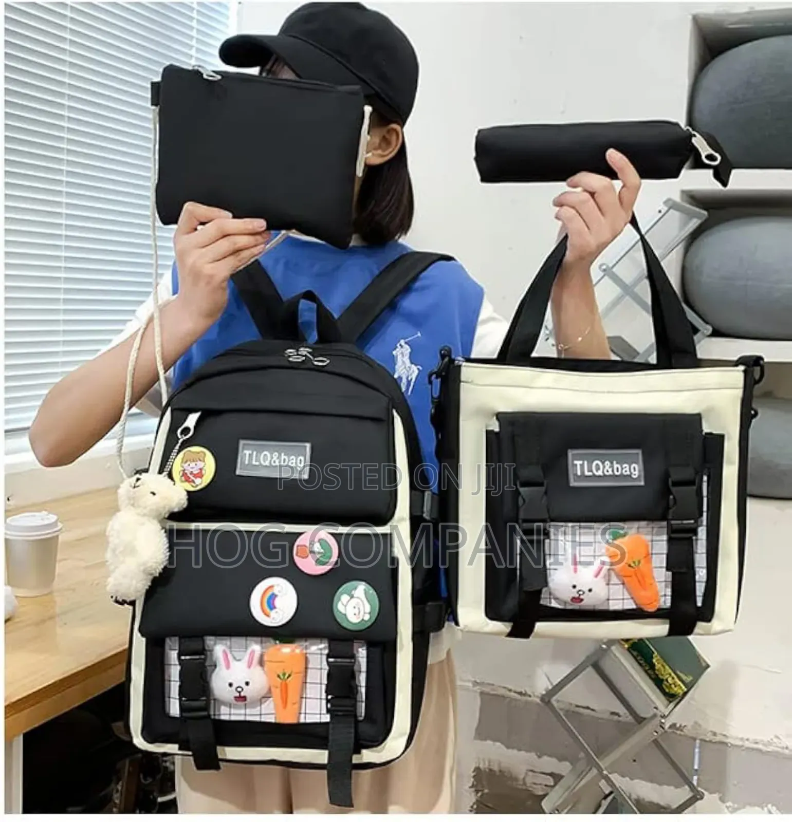 4pcs Unisex Backpack Laptop School Bag