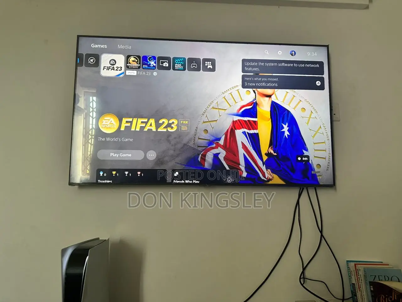 Playstation 5 (Ps5) With 2 Controllers and Fifa 23 Cd