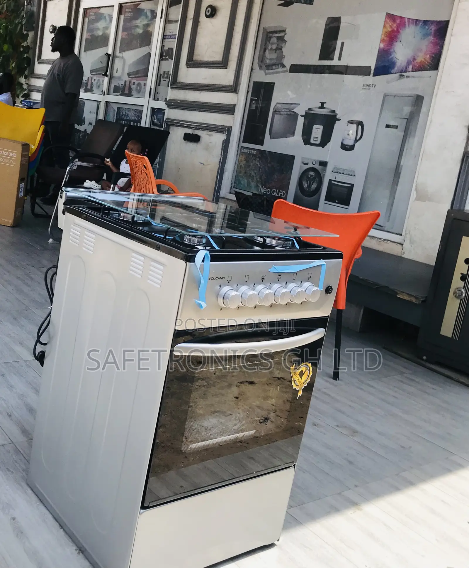 50by50 4 Burner Oven Volcano Gas Cooker Gray 