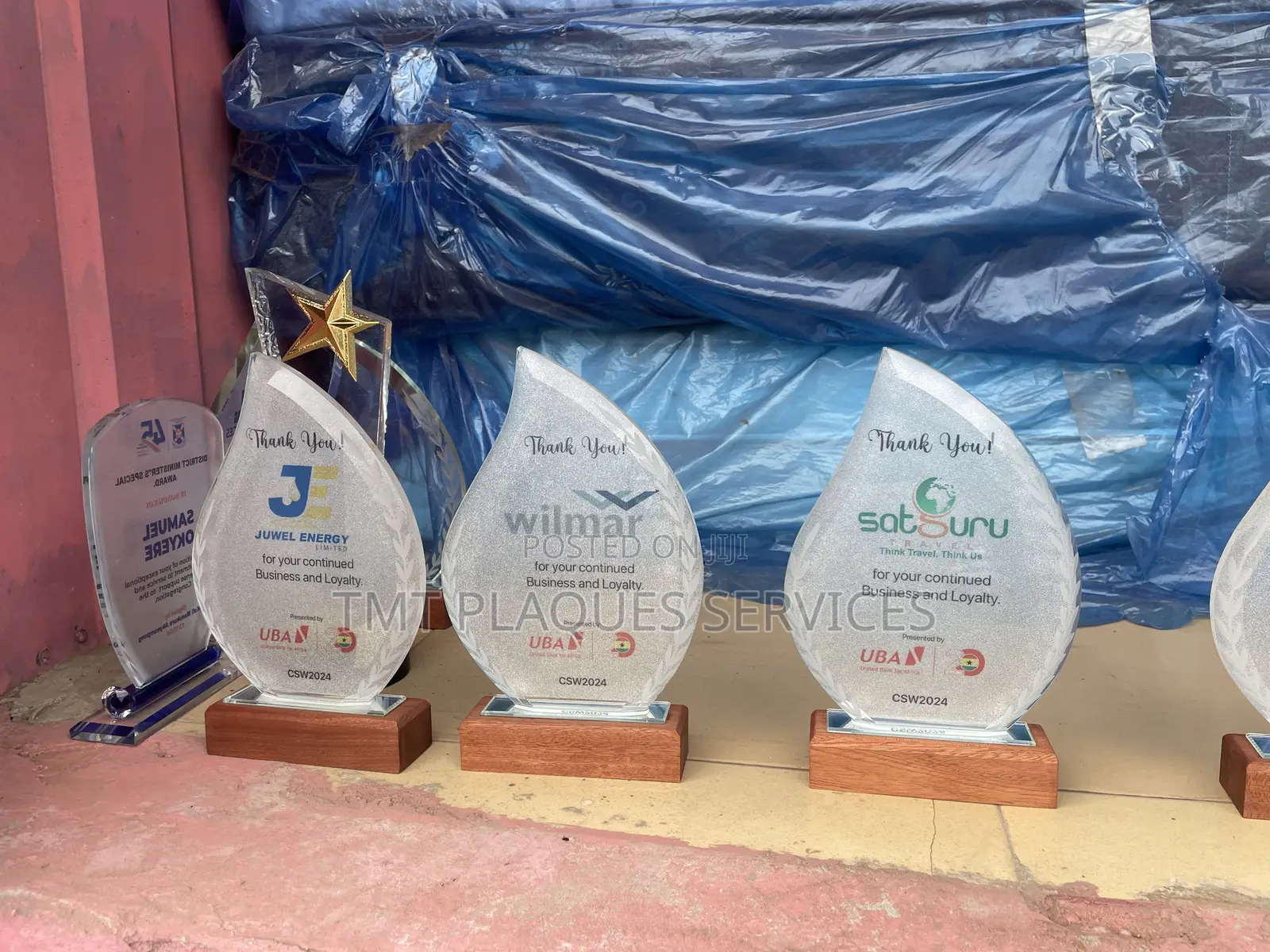 Wooden Base Crystal Award Plaque
